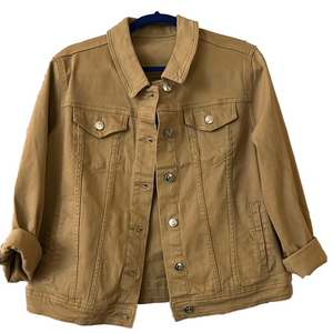 Women’s XXL size 14 Khaki Denim Jacket with silver buttons